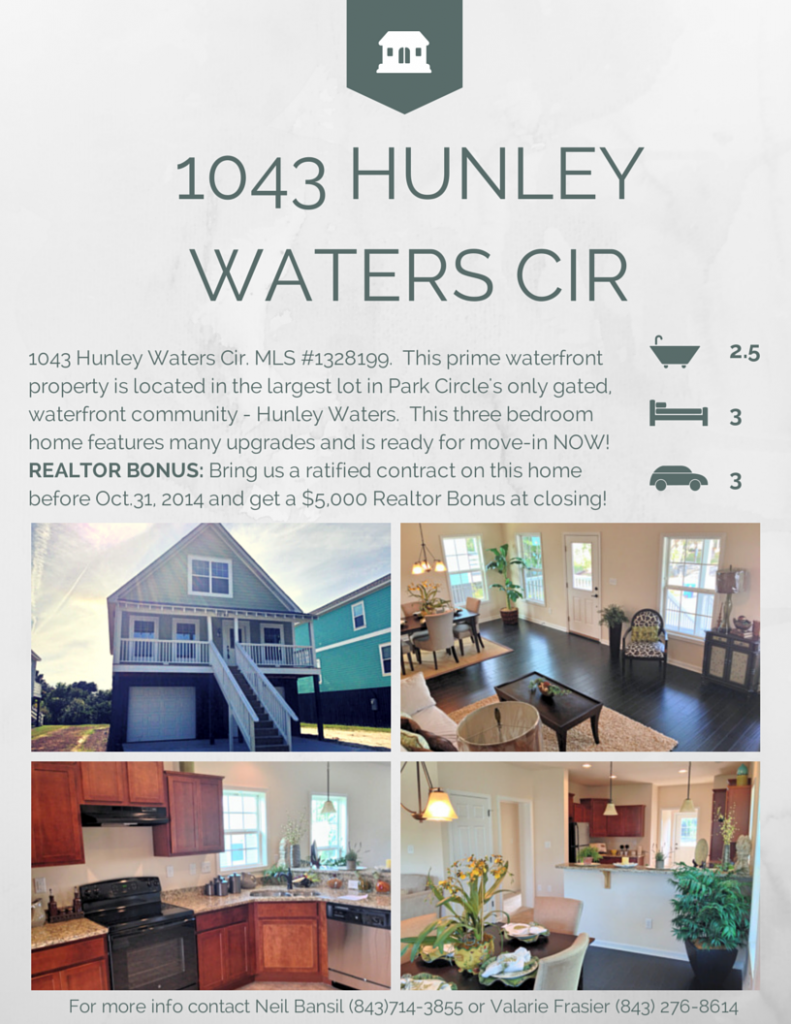 Realtor Bonus on 1043 Hunley Waters Cir