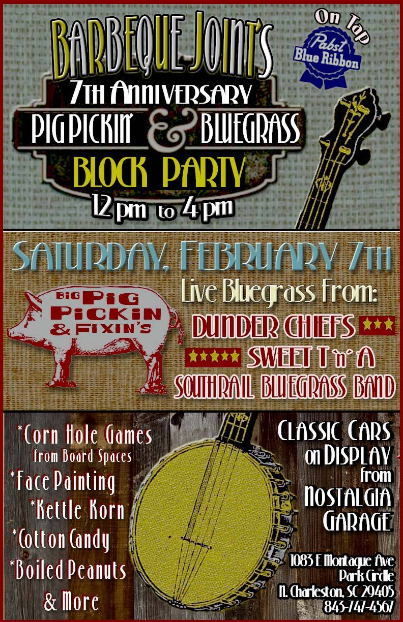 Pig Pickin' and Bluegrass Block Party - Barbeque Joint's 7th Anniversary