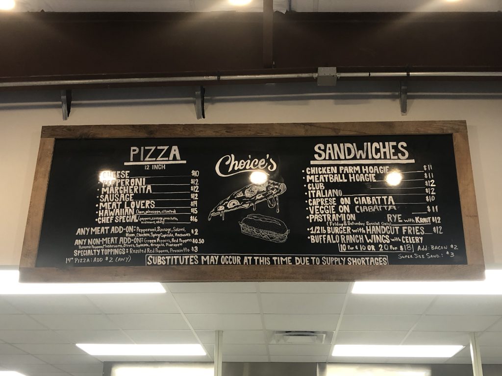 Choice's Gourmet Market and Deli Menu